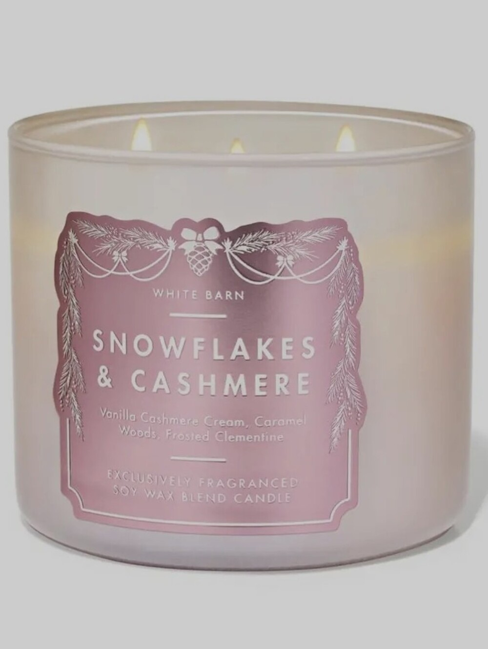 Bath Body Works White Barn Snowflakes & Cashmere 3-Wick Candle NEW Rare